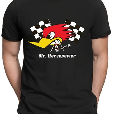 TEMU 180g Heavyweight Cotton Men's Graphic T-shirt- Oversized With Mr. Muscle Car& Hot Rod Design, Black Casual Shirt For Automotive Enthusiasts (sizes S-5xl) Image