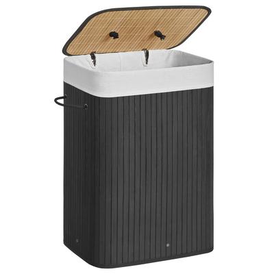 TEMU Bamboo Laundry Basket 72l Foldable Laundry Hamper Rectangular Storage Hamper With 3 Handles 40 X 30 X 60 Cm, Laundry Baskets Image