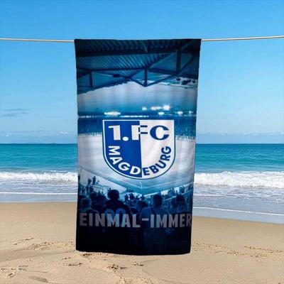 TEMU 1pc 1fc Magdeburg Printed Beach Towel - High-quality Thickened Fiber Bath Towel, Summer Beach Mat, Yoga Mat, Suitable For Swimming Pool, Camping, Travel Image