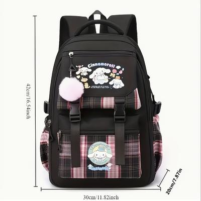 TEMU Dog Nylon Backpack, Adjustable Shoulder Straps, Large Capacity, Formal Style, Animal Print, Zipper Closure, Hand Wash/, Suitable For Campus And Outdoor Use Image