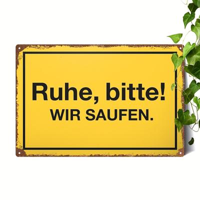 "TEMU 1pc Funny "please Drinking" Metal Sign - Retro German Humor Wall Decor, Rustic Design, Perfect Gift For Men, Party Decoration, Indoor/outdoor Use, 8x12 Inch, Metal Wall Art Decor" Image