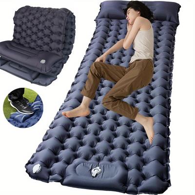 TEMU Portable Self-inflating Air Mattress With Built-in Pillow, Camping Sleeping Mat Easy Inflate & For Hiking, Beach, Backpacking Image