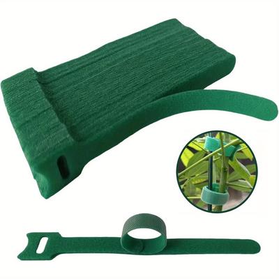 TEMU 100pcs Reusable 6inch Non-slip Nylon Plant Ties With Hook And Loop Fastener, Green, Suitable For Climbing Plants, Support And Gardening Applications, Garden Maintenance Tools| Stable And Secure Image