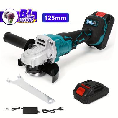 TEMU 125mm Brushless Electric Angle Grinder 3 Cordless Grinder Machine Woodworking Power Tool For Makita 18v Battery Image
