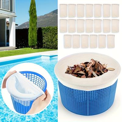 TEMU 20 Swimming Pool Filter Mesh Bags Offer Protection For Pool Skimmers And Vacuum Heads, Making Them Ideal For Above-ground And In-ground Pools, Filtering Out And Other Small Particles. Image