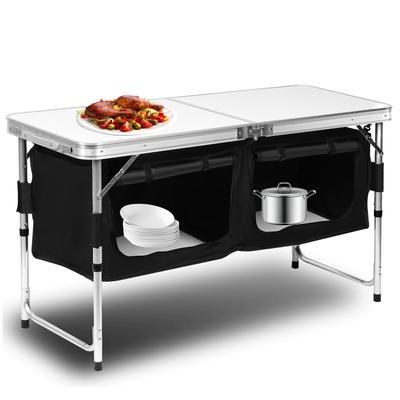 TEMU Foldable Camping Cupboard With Aluminium Frame And Carry Bag Mobile Cupboard Outdoor Kitchen Cupboard Box Tent Cupboard For Camping Travel, 3 Models, Black Image