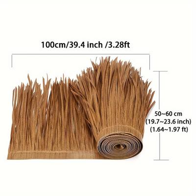TEMU 1pc Synthetic Palm Thatch Roof Tile Roll, Waterproof Diy Grass Roof Garden Patio Cover For Chalet Bar, Decoration, Decor Image