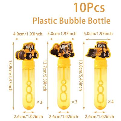 TEMU 10pcs Yellow Engineering Vehicle Blaster Toys With Stickers - Fun Party Favors For Weddings, Birthdays, Showers, And ' Parties (empty Tubes, No Liquid) Image