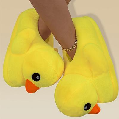 TEMU Men's Cartoon Duck Slippers - Soft Fabric Indoor Winter Shoes With Slip-on Design, Cute Duckbill Shape For Home, Parties & Vacation - , Winter Footwear | Design | Cozy Comfortable, House Slippers Image