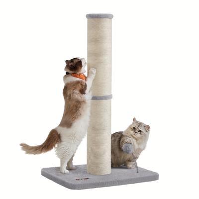 TEMU Cat Scratching Post, 85cm Tall Cat Scratcher For Medium And Large Cats, Furniture Scratching Deterrent Sisal Scratch Pole, Spring Pompom With Built-in Bell, Grey Image