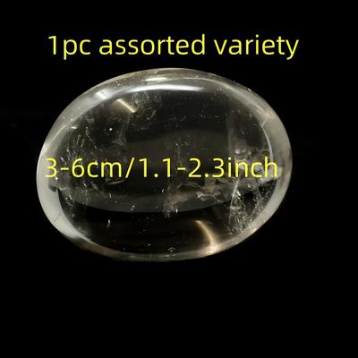 TEMU 1pc Rare Palm Stone - Transparent Oval Shape With Natural Crystal Patterns, Decor, Unique Birthday & Holiday Gift Idea Image