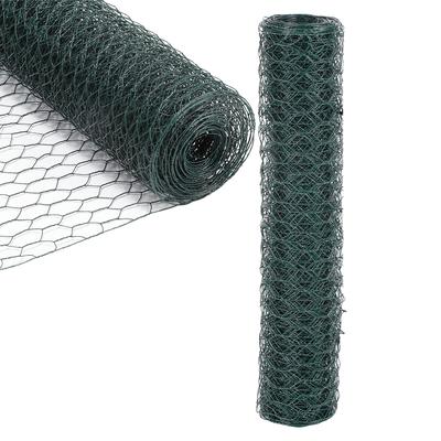 TEMU Hexagonal Wire Mesh Fence, Galvanized With Coating, Rabbit Wire, Wire Fence, Hexagonal Mesh, Mesh Width 27 Mm, Height 50 Cm/ Cm, Length 10 M/25 M, Green/silvery. Image