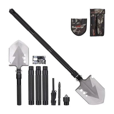 TEMU Collapsible Shovel, 78 Cm, Black/silver, Stainless Steel & Aluminum, Foldable, , 3 Length Options, Camping, Hiking, Hunting, Gardening Image