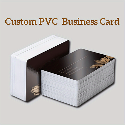 "TEMU Customizable 3.5" X 2" Pvc Business Cards, Double-sided , Personalized Text, Palm , With 200/500/1000 Options, For Restaurant, Online Retail And Small Business" Image