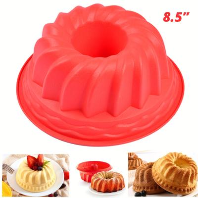 TEMU A Silicone Cake Mold, 8.5 Inches In Size, Chiffon Cake Pan For Baking, Chiffon Cake Jelly Ring Mold, Safe For Microwave And Dishwasher. Image