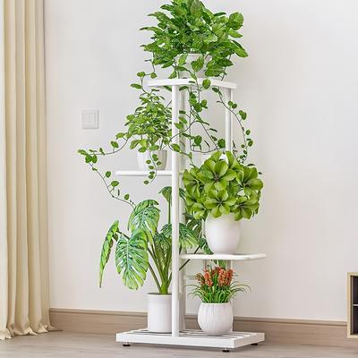 TEMU 4 Tier Metal Plant Stand For Indoor Outdoor, Multiple Corner Tiered Flower Plants Shelf Stand, Planter Display Shelving For Living Room Patio Garden Balcony Image