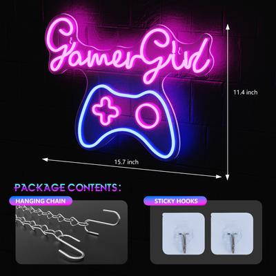 TEMU Gamer 3-color Led Neon Sign, Game Neon Sign, Gaming Neon Sign, Usb Powered Game-shaped Neon Light For Game Rooms, Bedrooms, Parties And Festivals Image