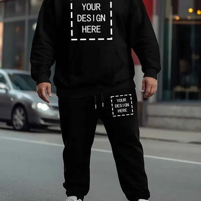 TEMU 2pcs Set Of Fashionable Customized Printed Large Size Men's Sweatshirt And Pants Sports Suit, Suitable For Daily Casual Wear In Autumn And Winter, Perfect Gift For Men Image