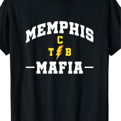 TEMU Mafia Tennessee State Pride T-shirt - Made In Usa, Unisex Casual Tee With Cb Lightning Bolt Graphic, Black & Yellow Print, Regular Fit Short Sleeve, Machine Washable Image