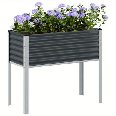 TEMU Garden Planter 100x41x90 Cm Steel Planter Box Outdoor, Standing Growing Bed Raised Bed For Gardening, Vegetables, Flower, Backyard Image