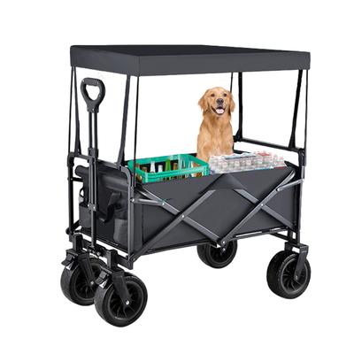 TEMU 1pc 150l Large Capacity Foldable Camping Trolleys Cart With Sunshade Big Wheels Beach Outdoor Picnic Shopping Collapse C Image