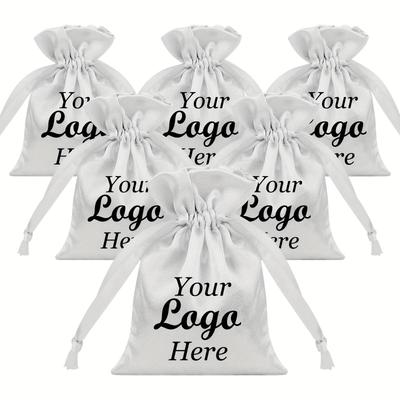 TEMU 10-pack Personalized Satin Drawstring Gift Bags - Customizable Jewelry Pouches With , Ideal For And Promotions - Versatile Silk Favors Bag For Occasions Image