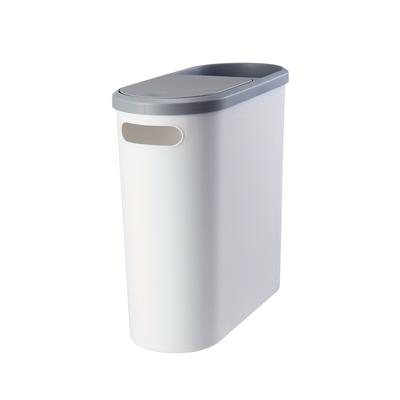 TEMU Sleek Press-top Bathroom Trash Can With Lid - Quiet-close, Narrow Slot Design For , Ideal For Living Room, Bedroom, Kitchen | Modern Plastic Trash Can Image