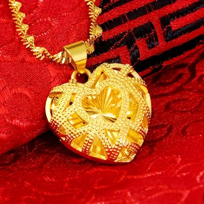 TEMU Elegant Luxury Stainless -shaped Pendant Necklace, Golden Plated, For Women, Daily Casual Wear, Day Gift Image