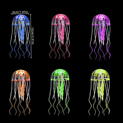 TEMU 6pcs Set Of Luminous Jellyfish Floating Fish Decorations, Simulated Jellyfish Decorations - Fish Landscaping Accessories, Aquarium Decorations, Simulated Jellyfish Aquarium Fish Decorations Image
