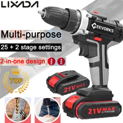 TEMU Lixada 21v Multifunctional Electric Impact Cordless Drill Lithium Battery Wireless Rechargeable Hand Drills Home Diy Tools Image
