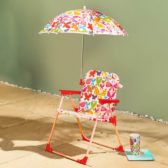 Kinderklappstuhl + Sonnenschirm "Schmetterlinge" Image