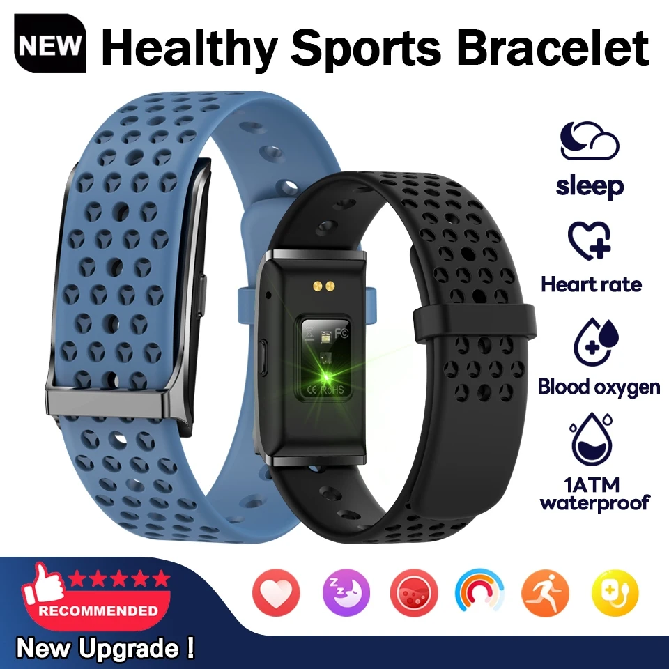 Neues Gesundheitsüberwachungsarmband ohne Bildschirm IP68 wasserdichte Smartwatch Herzfrequenz Blutsauerstoff Fitness Tracker GPS Sportuhren Image