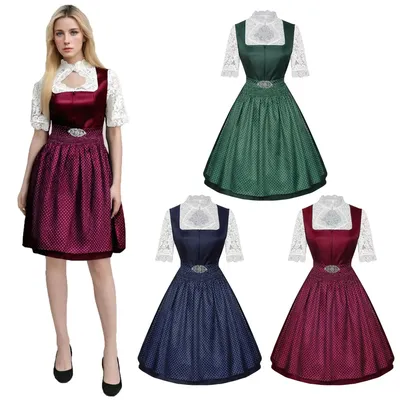 NEUE Frauen Deutsches Oktoberfest Dirndl Kleid Halloween Karneval Traditionelles Bayerisches Kleid Image