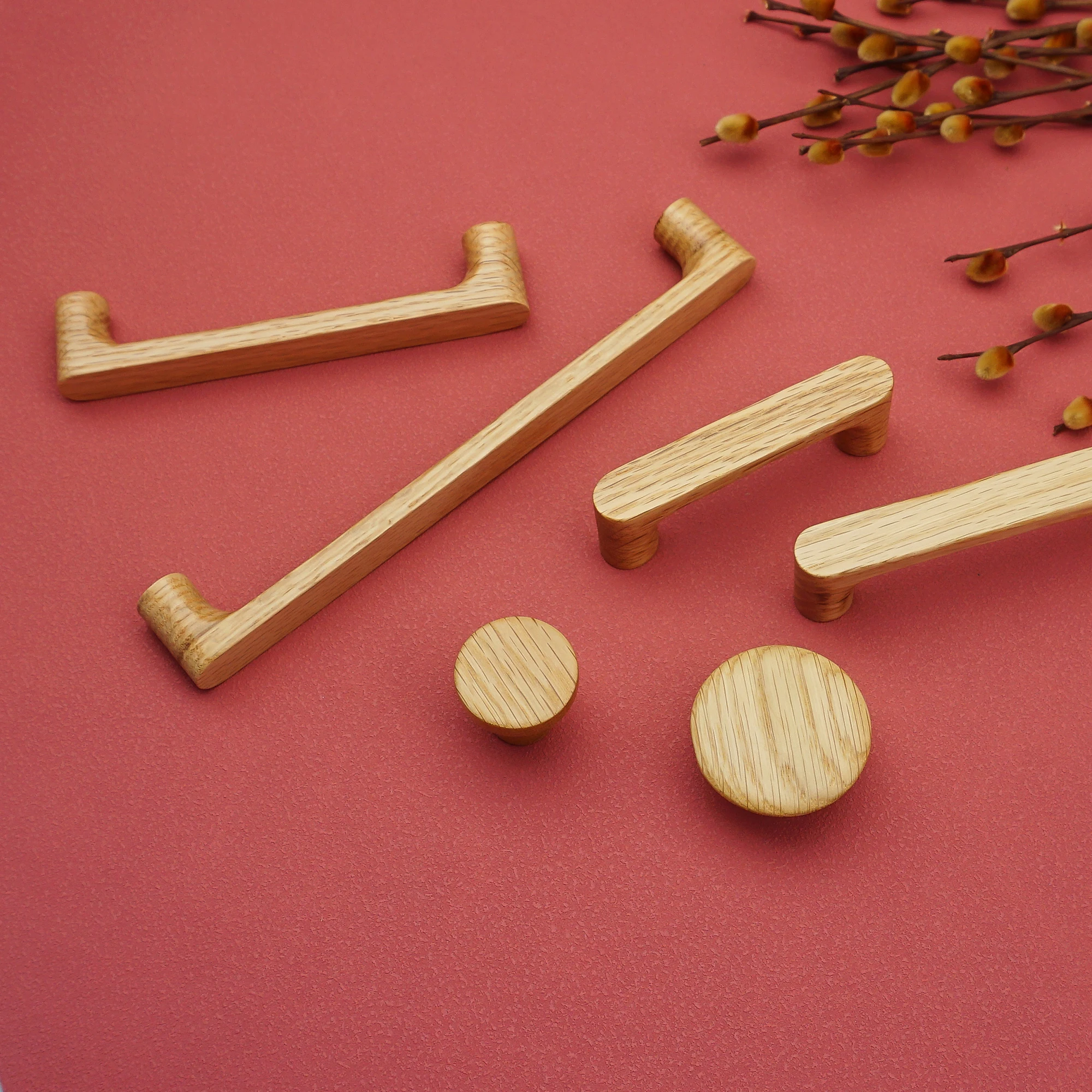 Schrankgriffe aus massivem Holz, Eichenholz, Küchenschrank, Türgriffe, Schubladenknöpfe aus schwarzem Walnussholz, moderne Kleiderschrankgriffe, Möbelbeschläge Image