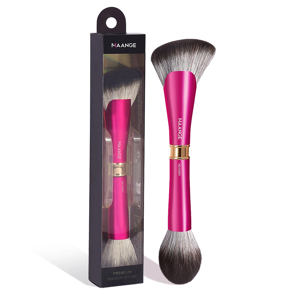 MAANGE Doppelkopf-Fächer-Make-up-Pinsel, runder oberer Pinsel für flüssiges Creme, Puder, Kosmetik, Mischung als Muttertagsgeschenk, Reisegeschenk Image