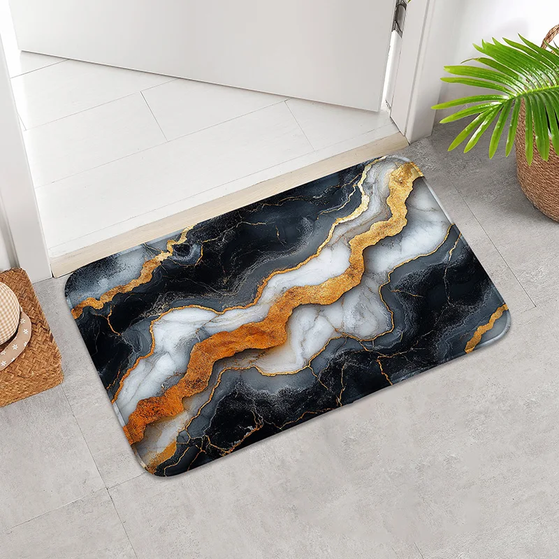 Rutschfeste Badematte im Vintage-Marmor-Design mit Willkommensunterlage vor der Haustür für kreative Heimdekoration