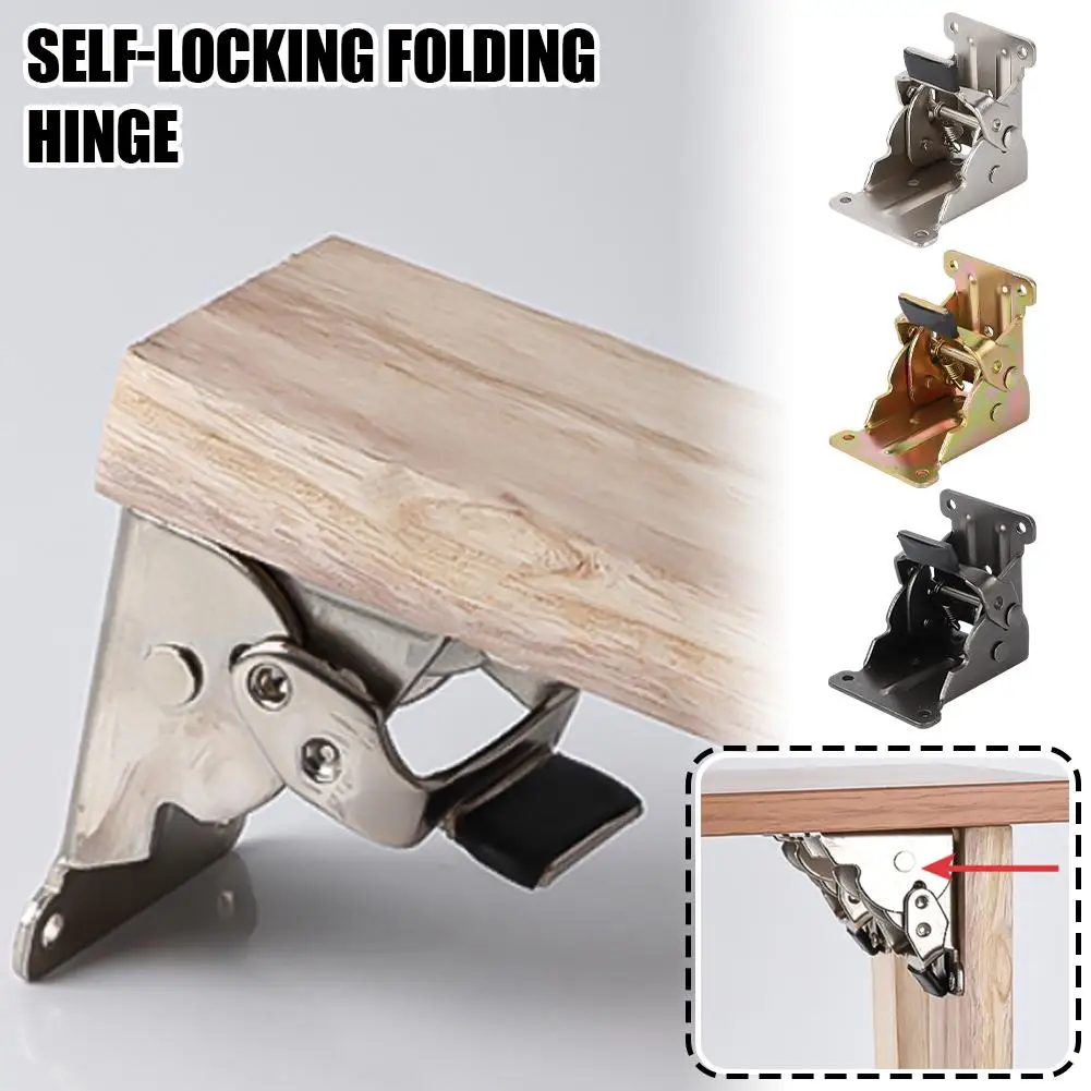 90-Grad-Klapptischbeinhalterung, selbstsichernde Scharnierbeschläge mit mehreren Winkeln, klappbares Verriegelungsscharnier für Tischunterstützung, Werkbank Image
