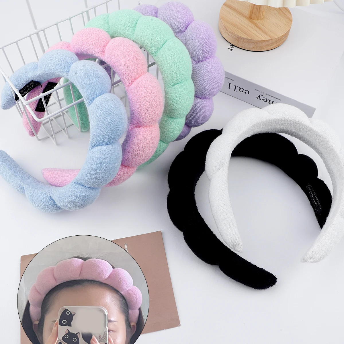 Mode Schwamm Stirnband Für Frauen Haar Zubehör Multifunktions Kopf Band Für Gesicht Waschen Make-Up Entfernung Dusche Haar Band Image