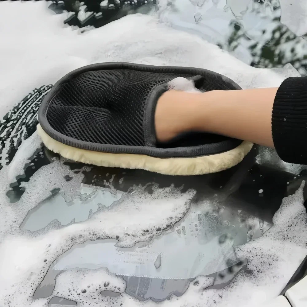Auto wasch handschuhe Nachahmung Wolle Samt nicht beschädigt Farbe Wischt uch Wachsen Verdickung Auto Schönheits produkte Wisch handschuhe Reinigung Image