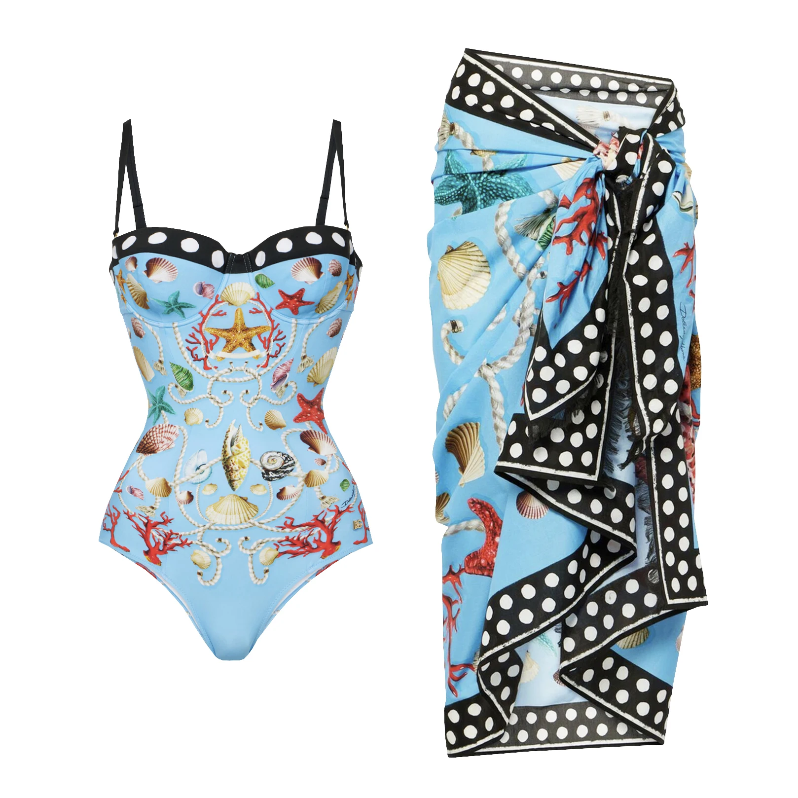 Push-Up-Einteiler-Badeanzug mit Vertuschung, sexy Bademode für Damen, 2025, bedruckte Badeanzüge, weibliche Bikinis, schlankmachender Body, Strandmode Image