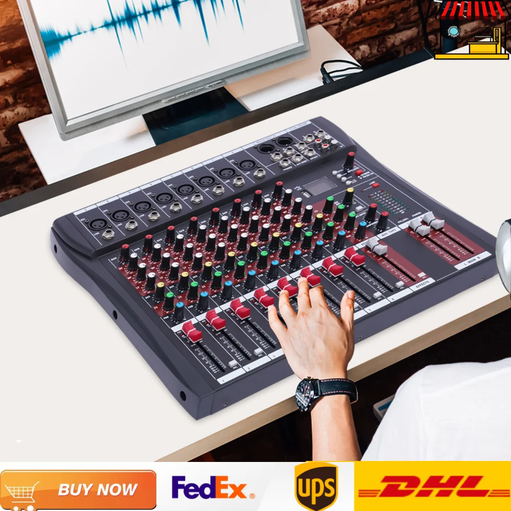 Professioneller 8-Kanal-Audiomischer mit USB/Bluetooth-Konnektivität | Digitale Studiomischpult Image