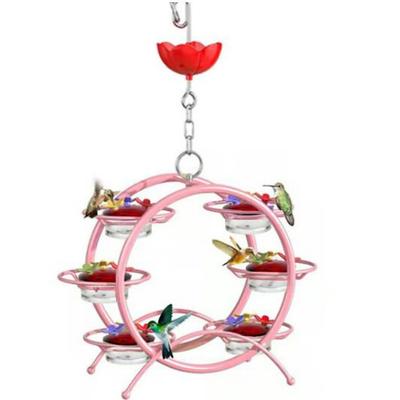 Ferris Wheel Hummingbird Feeder for Outdoors, Handcrafted Metal Art Bird Feeder with 6 Nectar Jars Feeder, Leak-Proof, Top Fill, Garden Yard Decor Gift for Bird Lovers