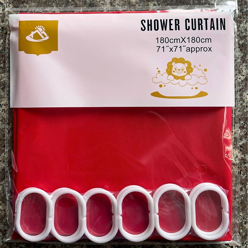 Shower Curtains Mould Proof Resistant, Waterproof PEVA Shower Curtain Heavy Duty Bathroom Curtains, With White 12 Plastic Hooks, 180cm x 180cm