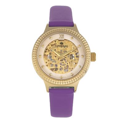 Empress Alice Automatic MOP Skeleton Dial Leather-Band Watch Image
