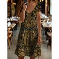 Women's Mini Dress Knit Dress Casual Dress T Shirt Dress Tee Dress Sundress Vacation Casual Beach Regular Fit Floral Graphic Vintage Short Sleeve V Neck Yellow Burgundy Blue Purple Summer Spring
