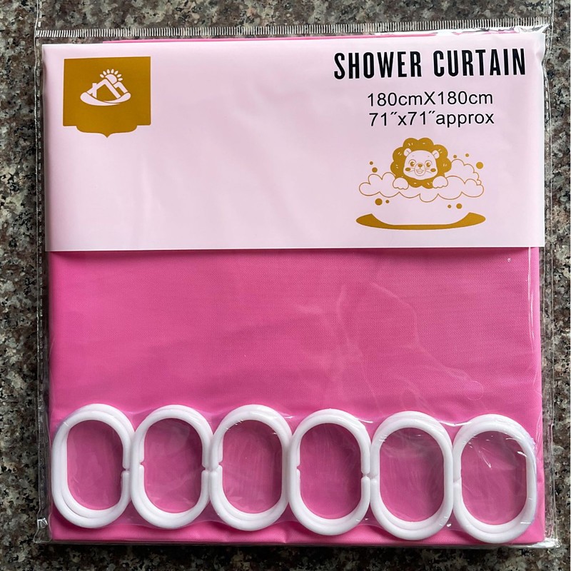 Shower Curtains Mould Proof Resistant, Waterproof PEVA Shower Curtain Heavy Duty Bathroom Curtains, With White 12 Plastic Hooks, 180cm x 180cm