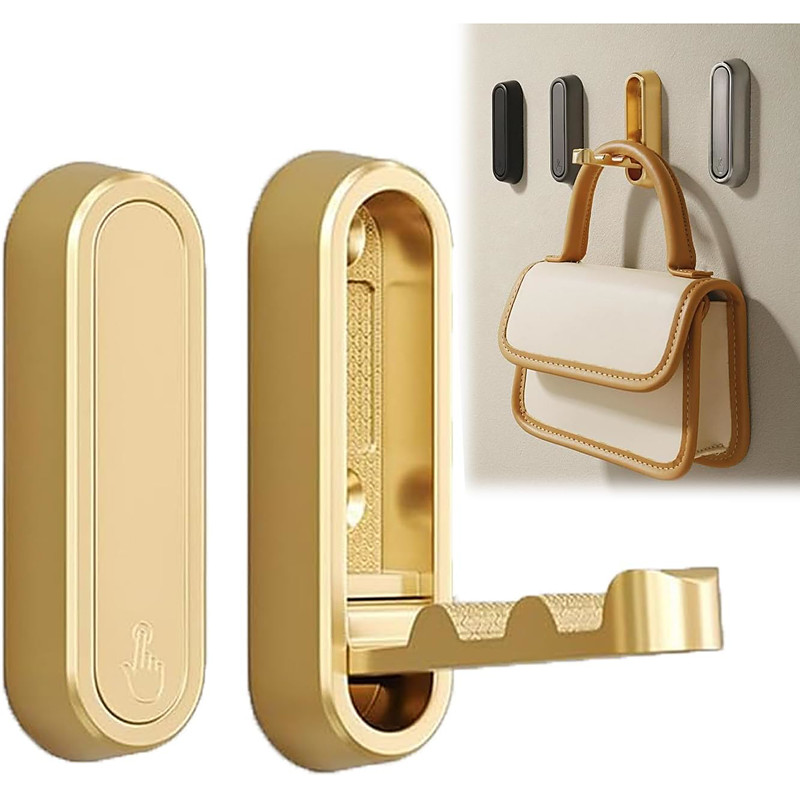 2pcs Folding Wall Hooks Folding Coat Hooks Space-Saving Foldable Hook Bathroom Towel Hook Wall Mounted for Hanging Coat Towels Clothes Hat Bags Keys