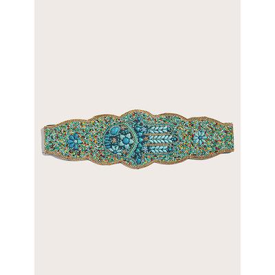 Women's Bohemian Handmade Beaded Belt, Stretch Elastic Band with Tassels and Charms - Women's Colorful Embroidered Design, Perfect for Beachwear, Festivals and Summer Occasions