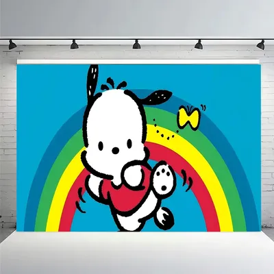 Cartoon P-PochaccoS Cute Backdrops for Photography Kid Birthday Party Poster Flowers Balloon Decor