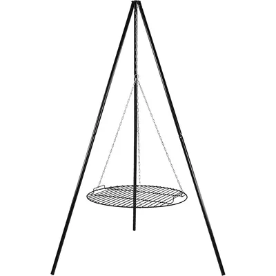 Outdoor Fire Pit Tripod Cooking Grill System - Black Steel Grate and Legs - 22-Inch